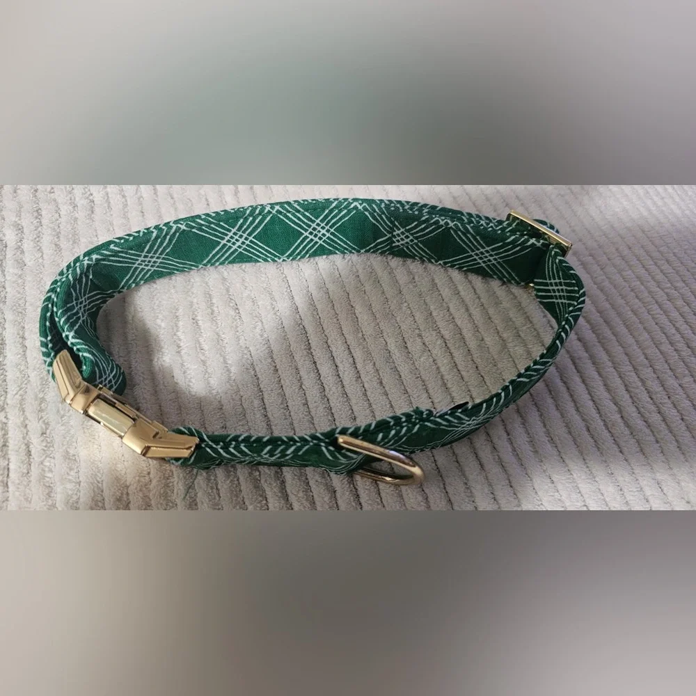 The Foggy Dog Green Plaid Dog Collar (L)